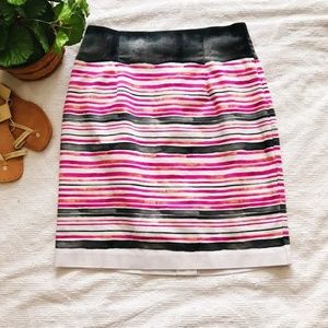 watercolor stripes print pencil skirt